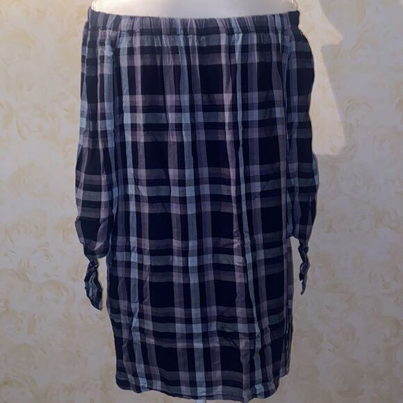 NWOT! Knox Rose Plaid Cold Shoulder Tunic Dress! - Picture 7 of 9